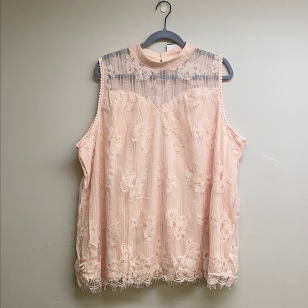 Plus Size Blush Lace Blouse